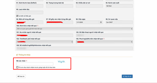 Xác nhận và nộp hồ sơ