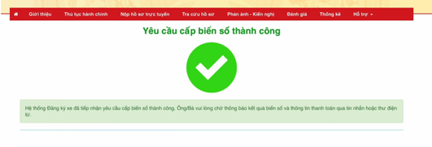 Xác nhận cấp biển số